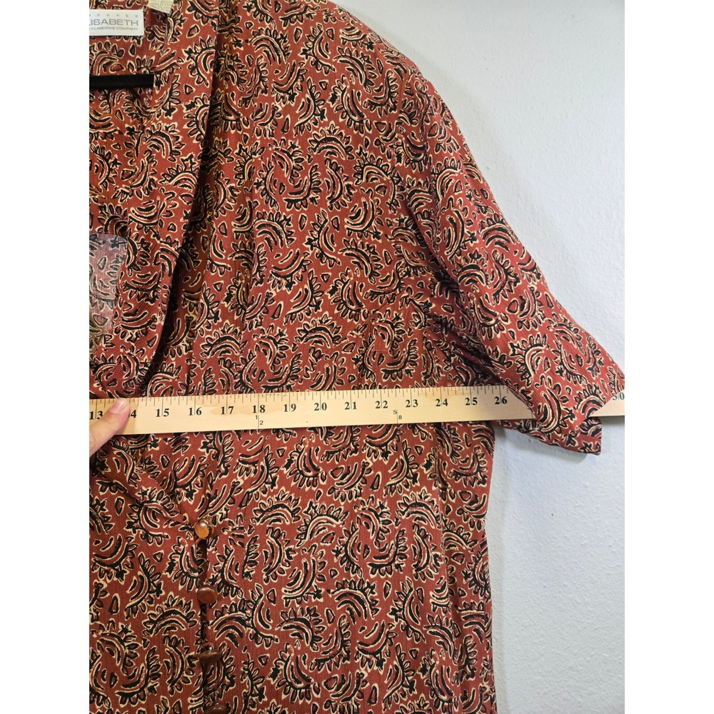 Elisabeth Vintage Paisley Boho Button Front Short Sleeve Midi Dress Size 22 - Picture 7 of 7